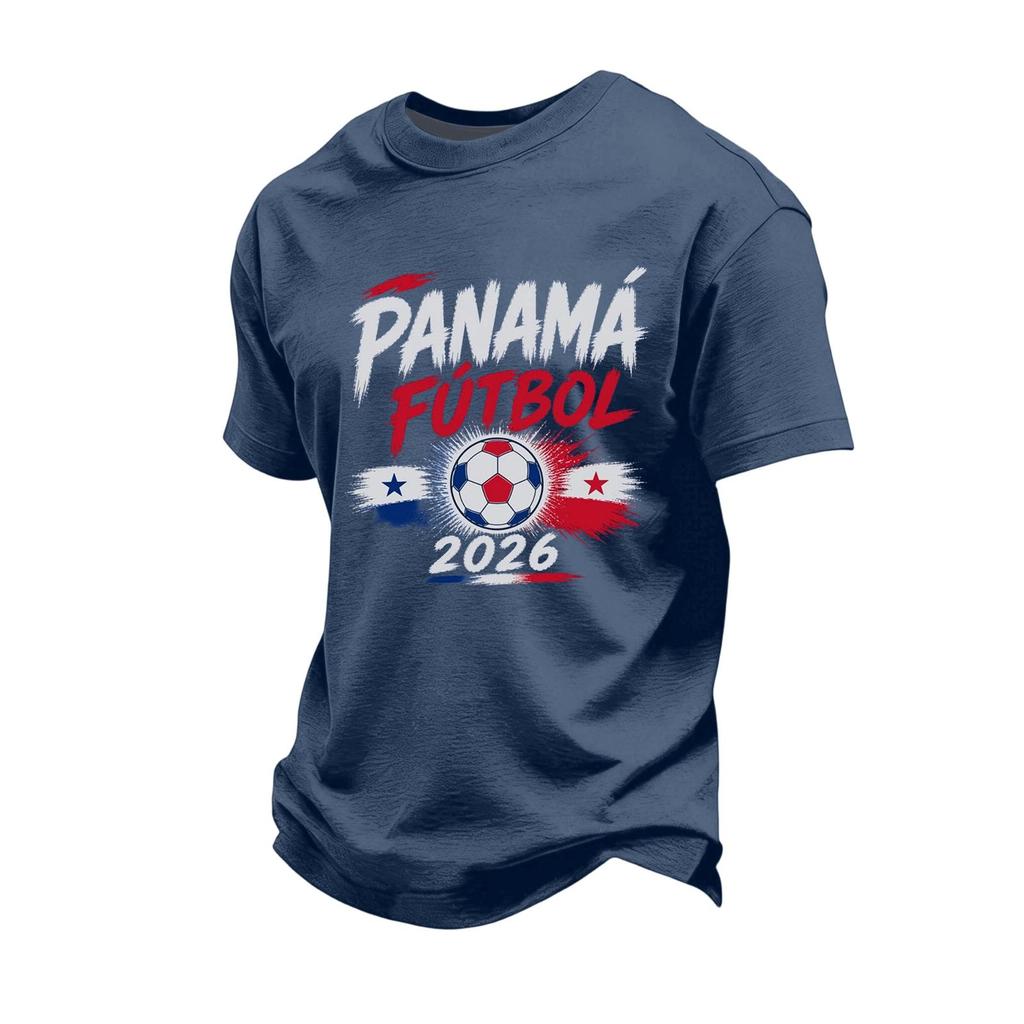 Men's Soccer Fan T-Shirt with Multi- Print Loose Fit Casual Summer Top