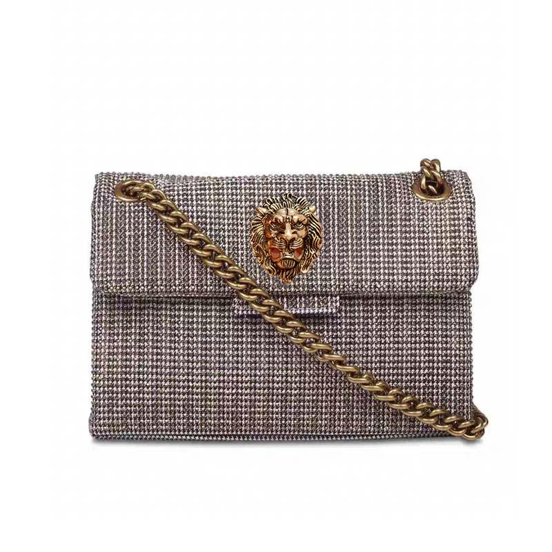 Fashion New Round-toed Stiletto High-heeled Sandals Bag Set, Lion's Head Plus-size Fashion Show Sandals Off-the-shoulder Bag Set B8