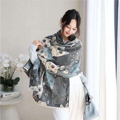 Autumn and Winter New Imitation Cashmere Scarf Female Cute Sweet Wind Jacquard Shawl Advanced Sense Versatile Thickened Warm Scarf