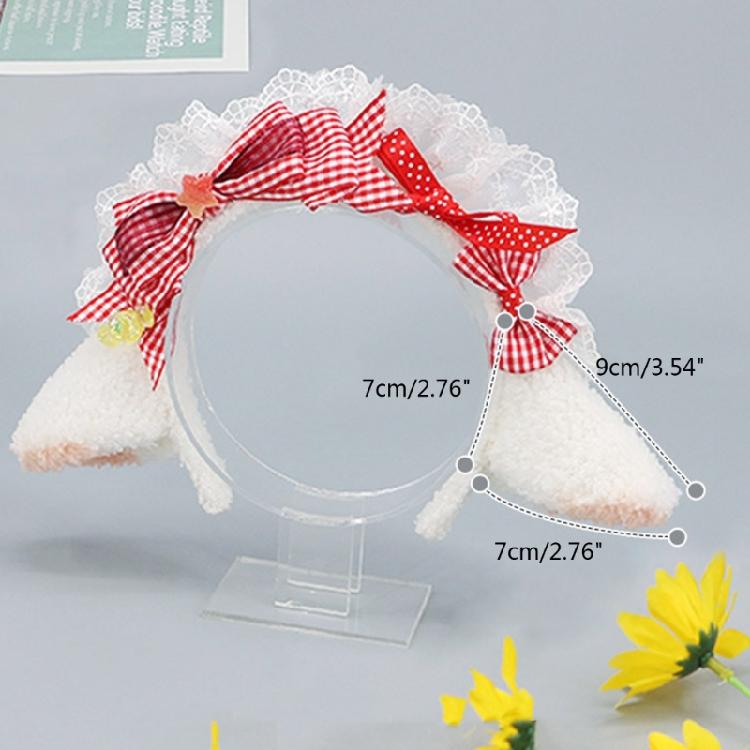 Lovely Headband Sheep Ear Shape Hairhoop with Pleated Lace for Cosplay Decors