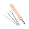 5Pcs Punch Needle Set 2.5Mm/3.5Mm/5Mm Adjustable Wooden Handle Punch Stitching Kit For Diy Cross Embroidery Craft Needles