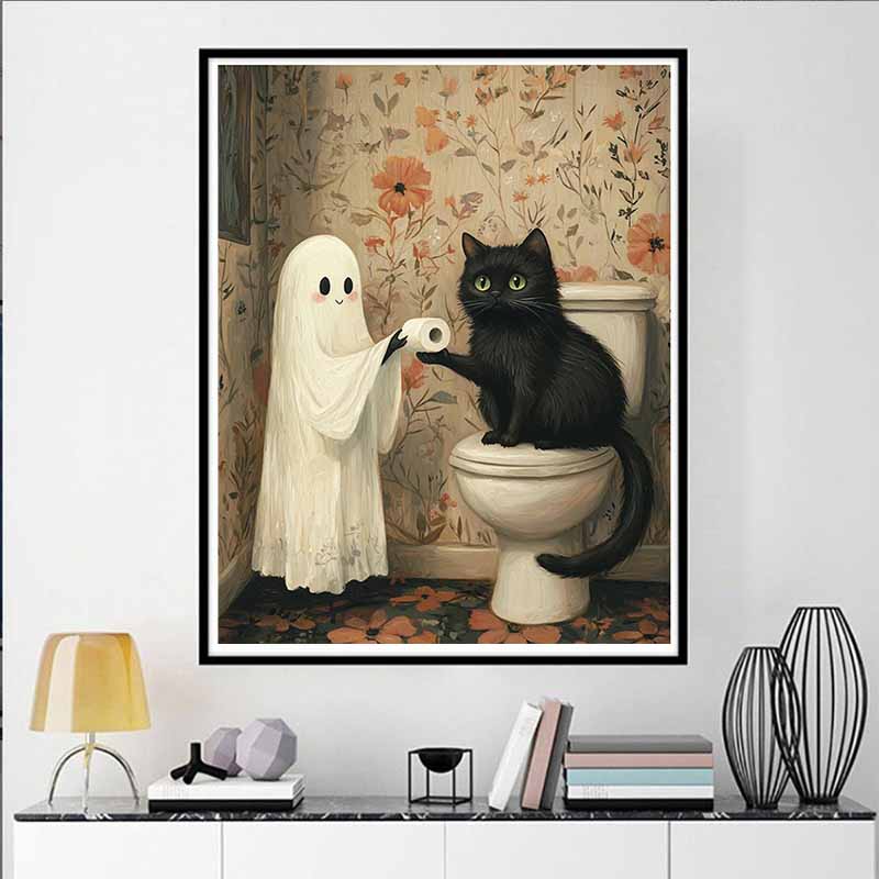 Adult Beginner Kitten Diamond Painting Set, 5D Round Gemstone Rhinestone Craft, DIY Diamond Painting Home Decoration Wall Hanging