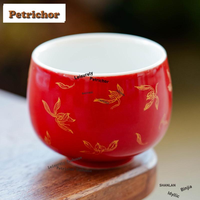 HOYIHM 95ml Autumn Water Orchid Teacup Elegant Tea Bowl Jug Tea-tasting Fragrance Cup Jianzhan Master Cups Tea Services
