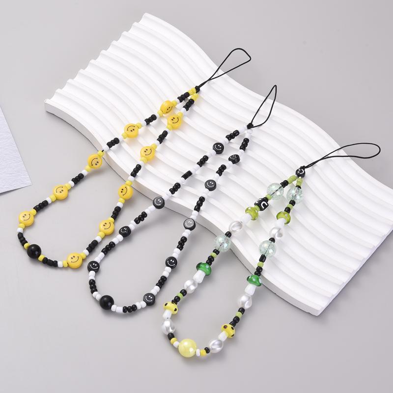 Fashion Cartoon Eye Mushroom Beaded Phone Chain For Boy Girl Anti-Loss Acrylic Cellphone Holder Rope Telephone Lanyard Strap