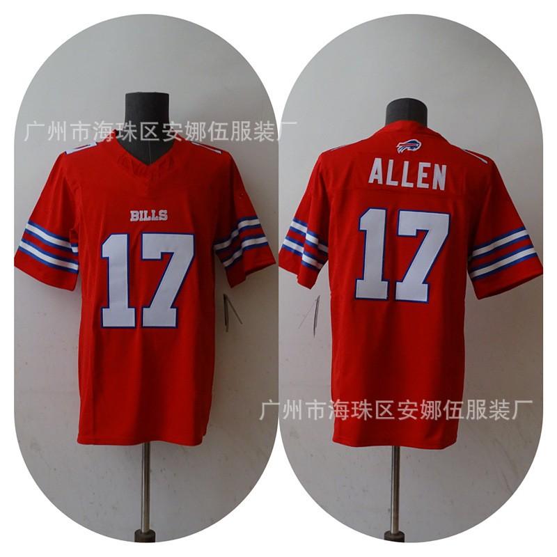 Mens Rugby Jersey T-Shirt With Embroidered Team Player Numbers 14 DIGGS 17 ALLEN Buffalo Bills Fans