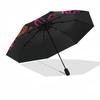 1pc Neon Flowers Artwork Umbrella with Plastic Handle,Suitable for All Seasons Umbrellaptys26049