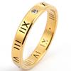 One Crystal Rings Fashion Jewelry Hollow Roman Numerals Stainless Steel Personalized Simplicity Accessories Women Rings