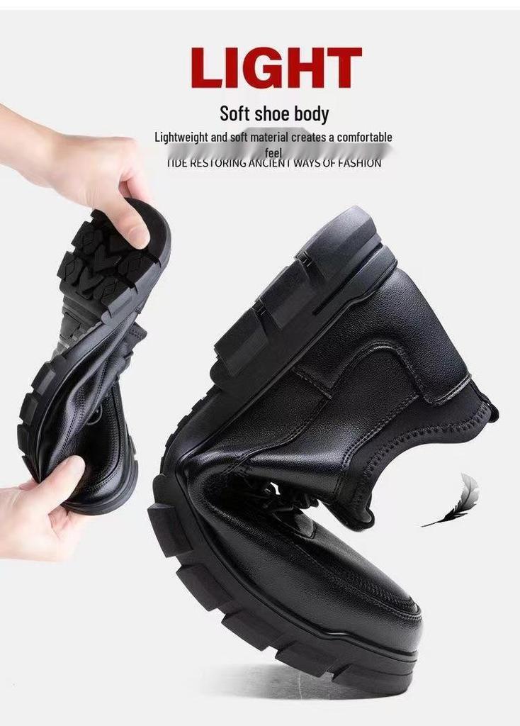 2025 New Men's Korean Style Casual Soft Bottom Breathable Leather Shoes