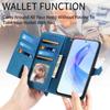 For Honor X50i 5G/90 Lite 5G Zipper Wallet Case with Strap Flower Imprint PU Leather Phone Cover