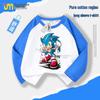 Trendy Kids' Long Sleeve Cartoon Print Raglan T-shirt - Cotton, Loose Fit, Autumn/Spring Fashion