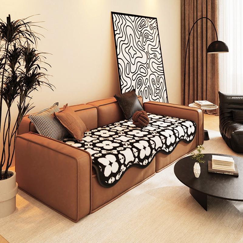 Wanxiang Updated Imitation Rabbit Fur Irregular Sofa Cushion Living Room Straight Row Sofa Cover Towel One Piece Anti-Scratching