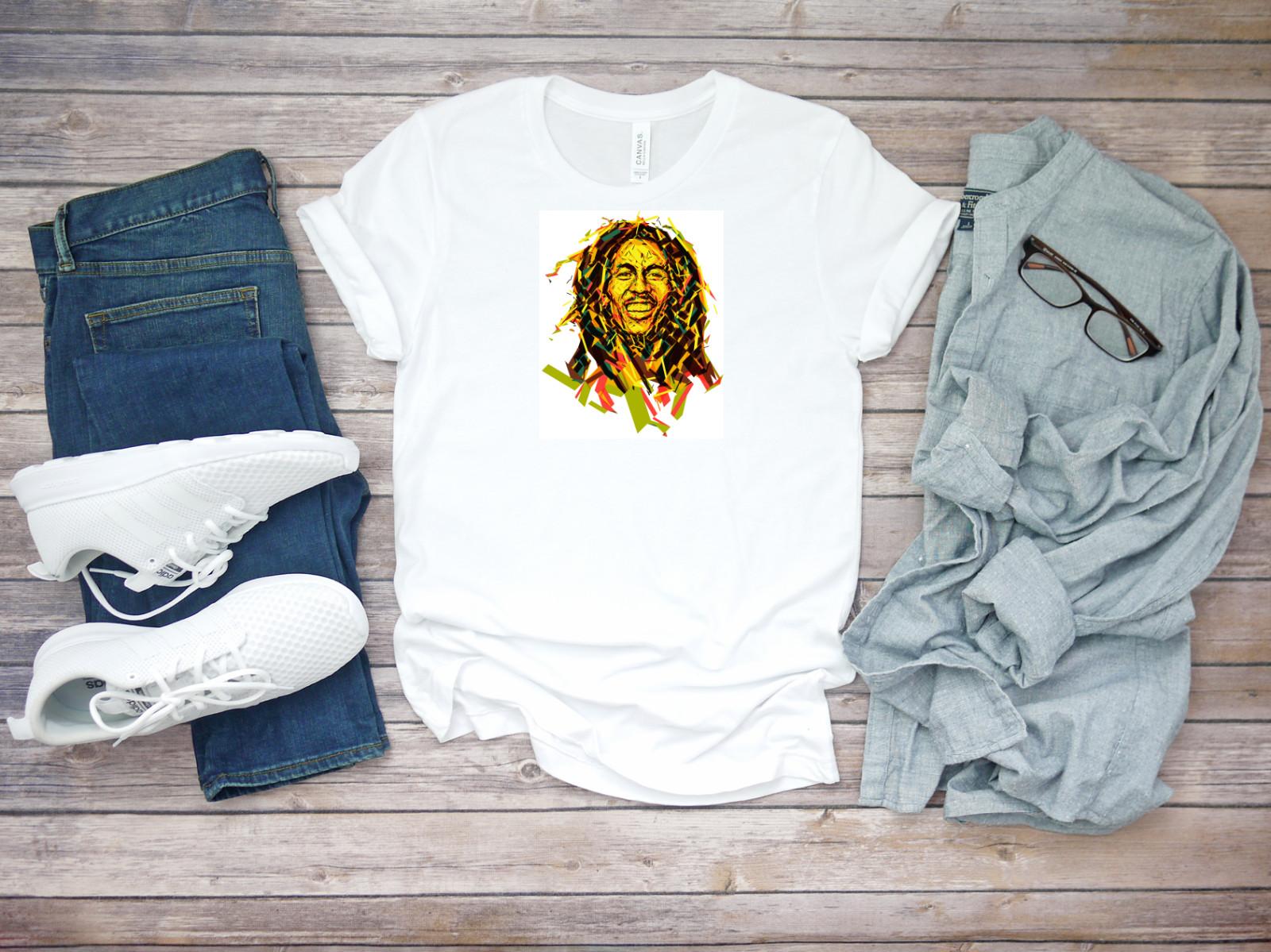 BOB MARLEY Reggae Mosaic Poster Short Sleeve White Men T-shirt K165 S