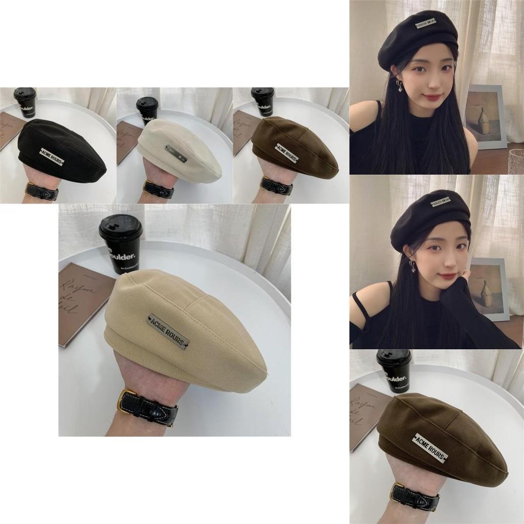 Stylish Woolen Beret Hat For Women Trendy Autumn Winter Artist Cap With English Letter Details
