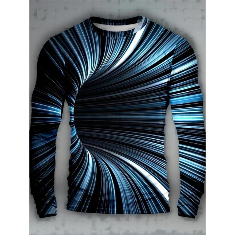 

Абстрактная футболка с 3D цифровой печатью, мужская модная трендовая, с круглым вырезом и длинными рукавами 5XL синий