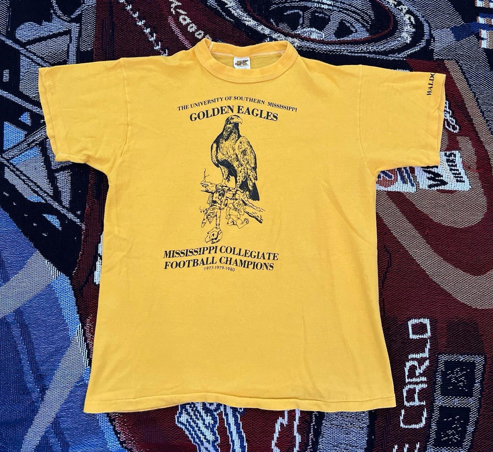 Vintage USM Shirt Golden Eagles Russell 70s Football Yellow Southern Mississippi S