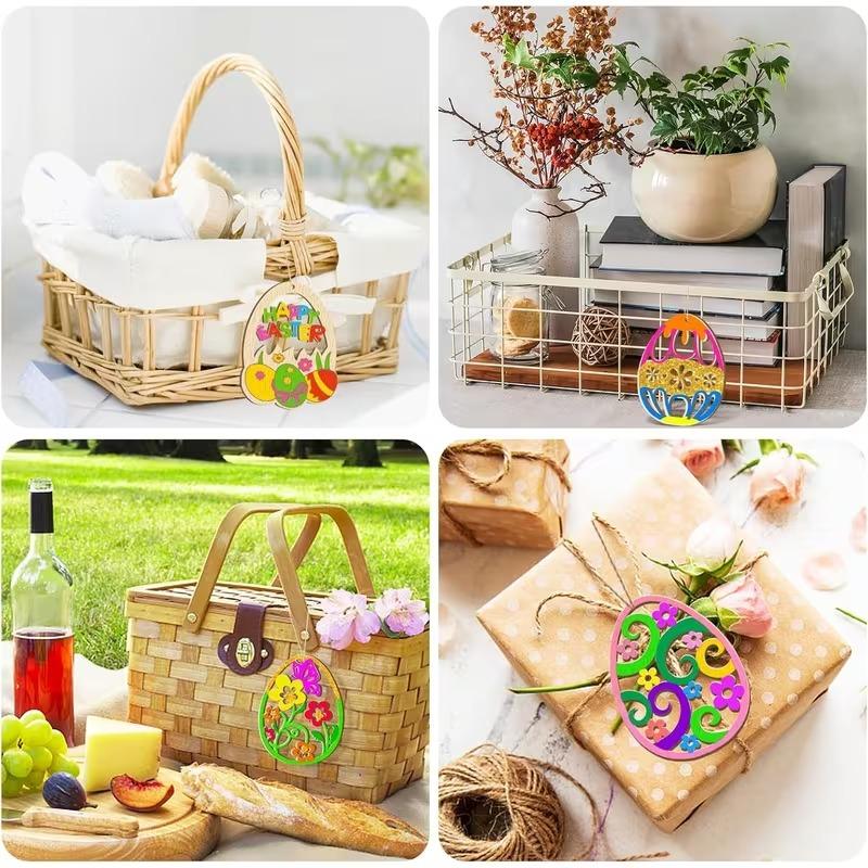 2026 1-3Sets DIY Wooden Easter Egg Craft Set 3D Hanging Decorations with Beads String and Stickers for Classroom Activities