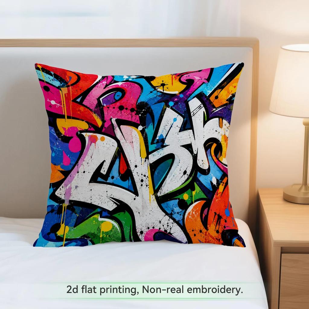 1/4pcs Colorful Street Graffiti S Cushions Pillowcase Polyester Cushion Cover Throw Pillow Pillowcover Home Car Sofa Decor