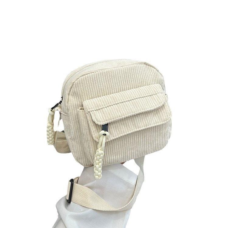 Stylish Mini Corduroy Crossbody Bag For Women In Fresh Colors Soft Fabric Design