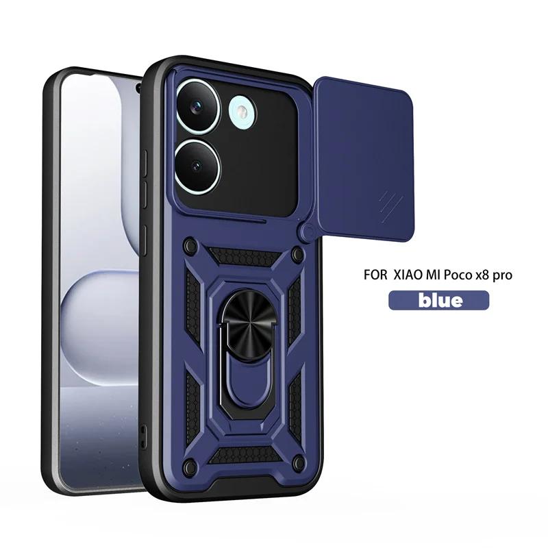 Funda For Xiaomi Poco X8 Pro 5G Case Armor Slide Lens Protector Ring Stand Back Cover For Pocco Poko Little X8Pro PocoX8pro Capa