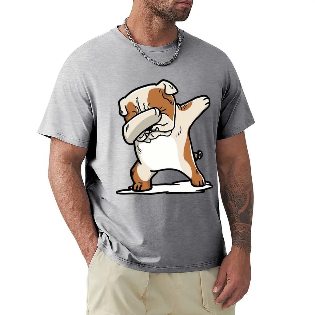 English Bulldog Cute Dabbing T Shirts Cartoon Graphic TShirts Cool Short Sleeve Clothing Streetwear T-Shirts Tee Tops