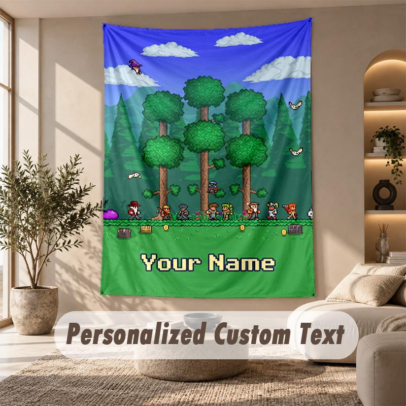Tapestry Custom Name Text, Wall Hanging Tapestry Home Room DecorTerraria