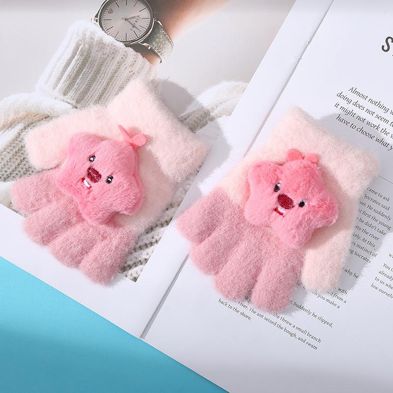 

Детские перчатки осень и зима для девочек Kuromi Warm Plus Velvet Cartoon мужские зимние антифризные детские перчатки для пальцев one size