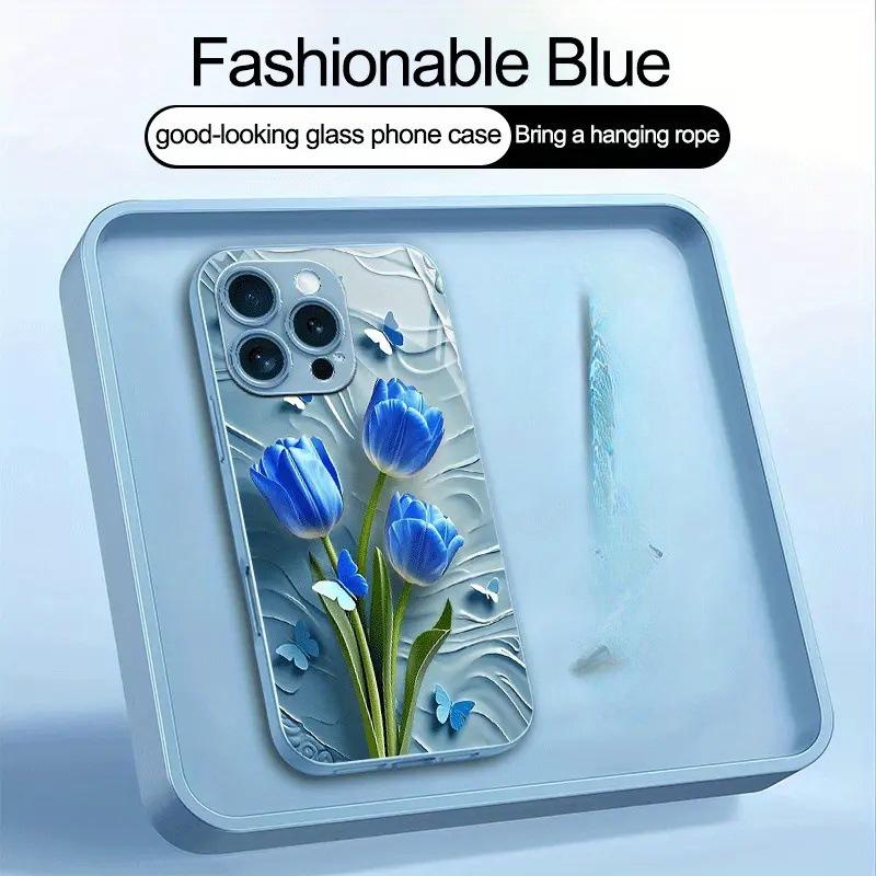 Gentle Wind Powder Tulip Mobile Phone Case iPhone14/15ProMax Light and Thin Bare Metal Feel Protective Case