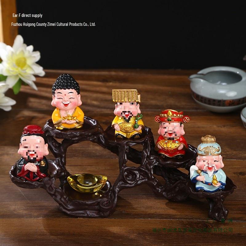 Five Fortune Gods Figurine for Office or Home Decor, Perfect for Entrances, TV Cabinets, Shop Openings, and Housewarming Gifts