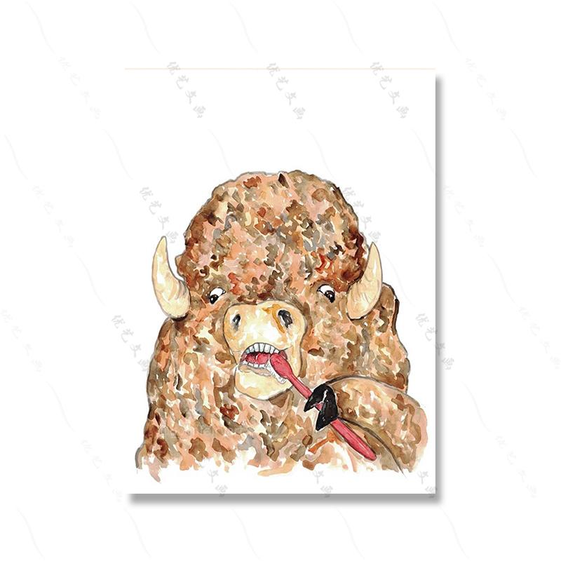Tierbürste Zähne Wandbild Aquarellkunst Poster Druck Niedliches Faultier Vogel Lama Kind Kinderzimmer Wand Leinwandgemälde Badezimmer Heimdekor