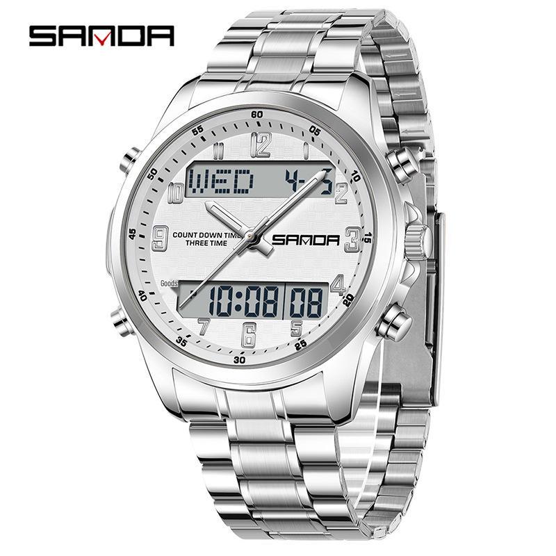SANDA Multifunctional Luminous Student Watch - Classic, Fashionable, Waterproof with Timer & Alarm.