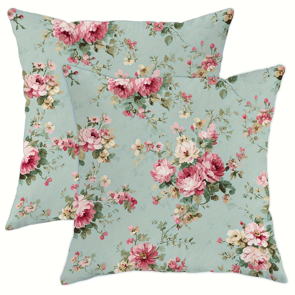 Stück Französischer Landhausstil Pfingstrose Floral Kissenbezug D Beidseitiger Druck Polyester Kissenhülle für Zuhause Sofa Auto Schlafzimmer Dekoration