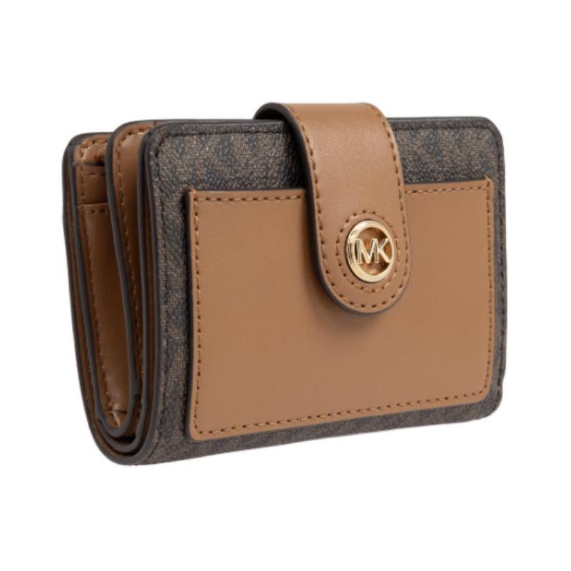 MICHAEL KORS Logo Bifold Design Fabric Wallet Women's Brown