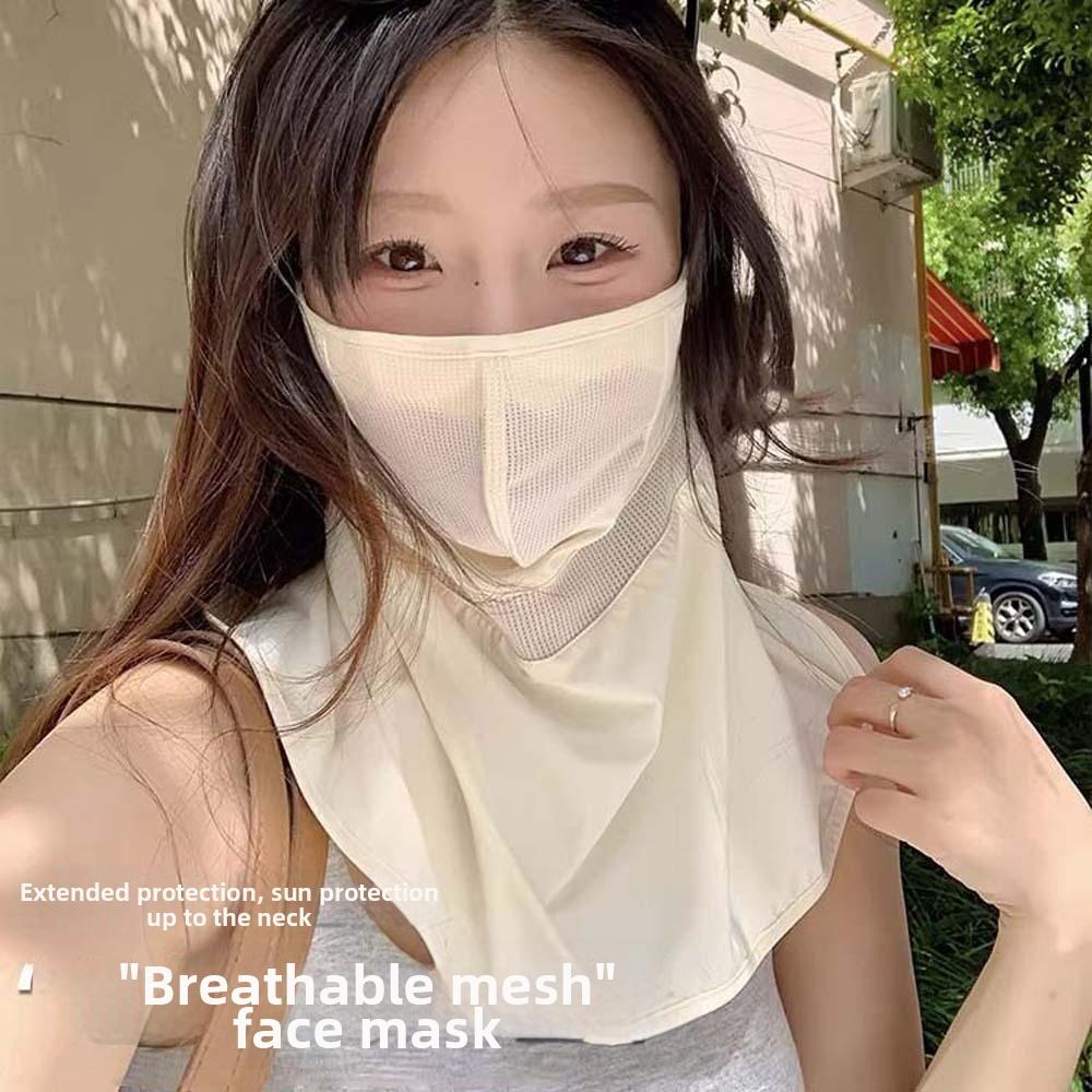 Ice Silk Neck Sunscreen Mask Thin Breathable Sunshade Mask Face Sun Protection  Seaside Vacation