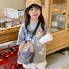 Stylish Breathable Nylon Mesh Unisex Kids Shoulder Bag With Geometric Pattern In Khaki
