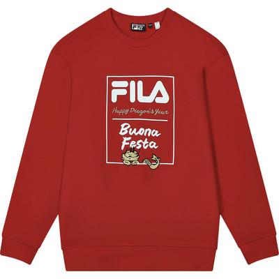 Fila Da Da Long Series New Year Pullover 2024 Spring Sweatshirt Unisex Tops Legendary-Red F11U419201FRD