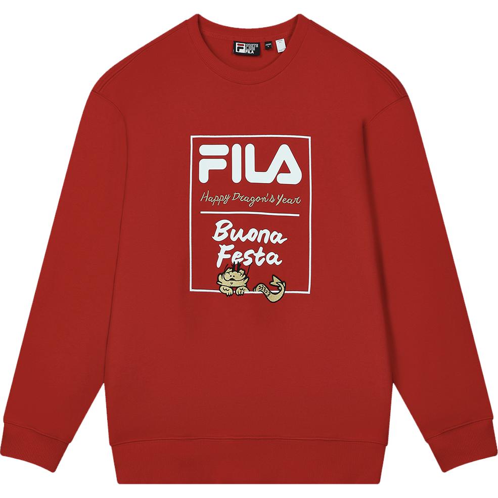 FILA Da Da Long Series New Year Pullover 2024 Spring Sweatshirt Unisex tops Legendary-Red F11U419201FRD