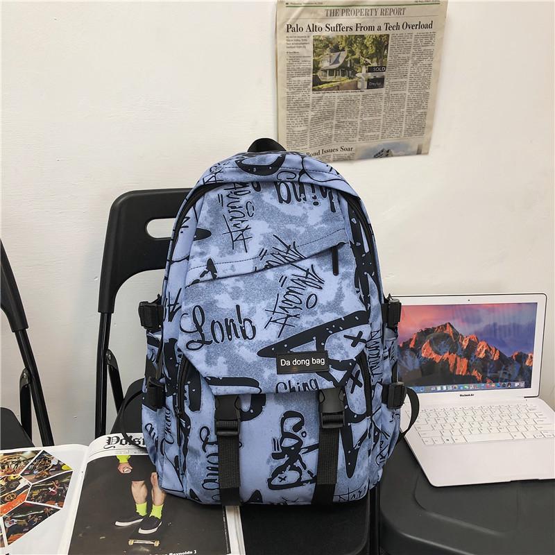 Zaino Graffiti Studente Universitario Grande Capacità Zaino Scolastico Maschile Studente Scuola Media Superiore Zaino di Tendenza ins Zaino Trendy Cool Versatile