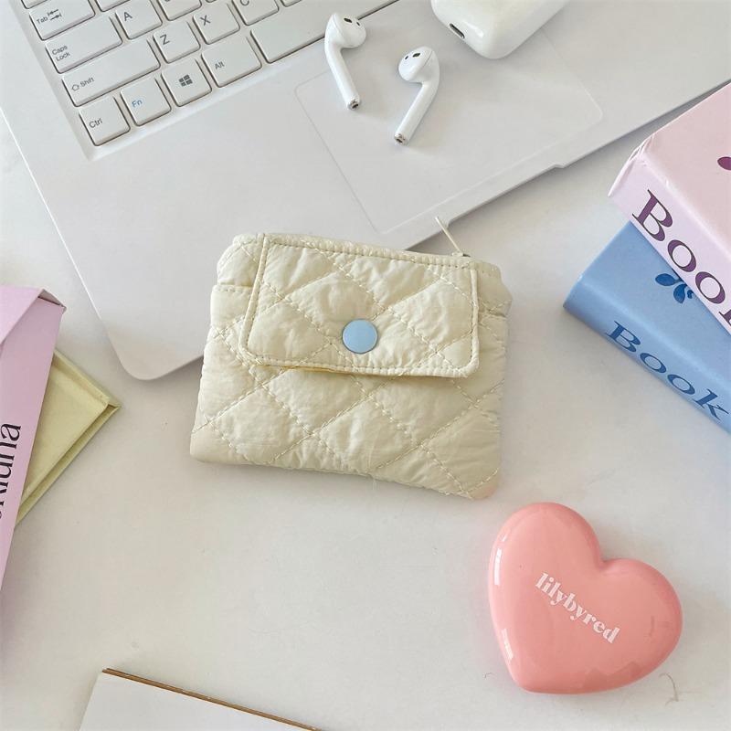 Quilted rhombus grid change bag snap card bag storage bag certificate bank card multi-function finishing small bag