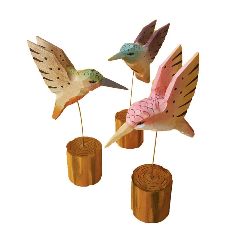Handgeschnitzter Holz-Kolibri-Anhänger - Kreative kleine Vogel-Desktop-Dekoration Geschenk