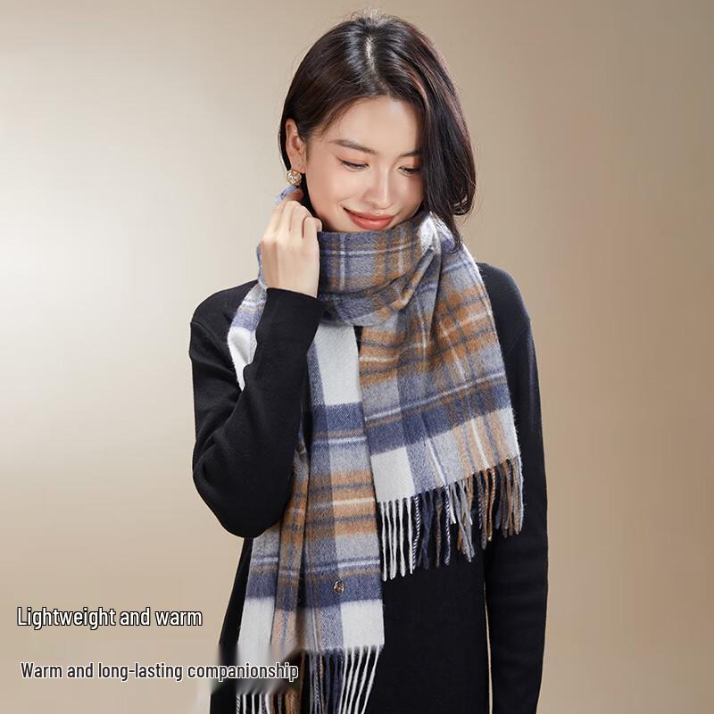 Maoren Women's 100% Cashmere Plaid Scarf