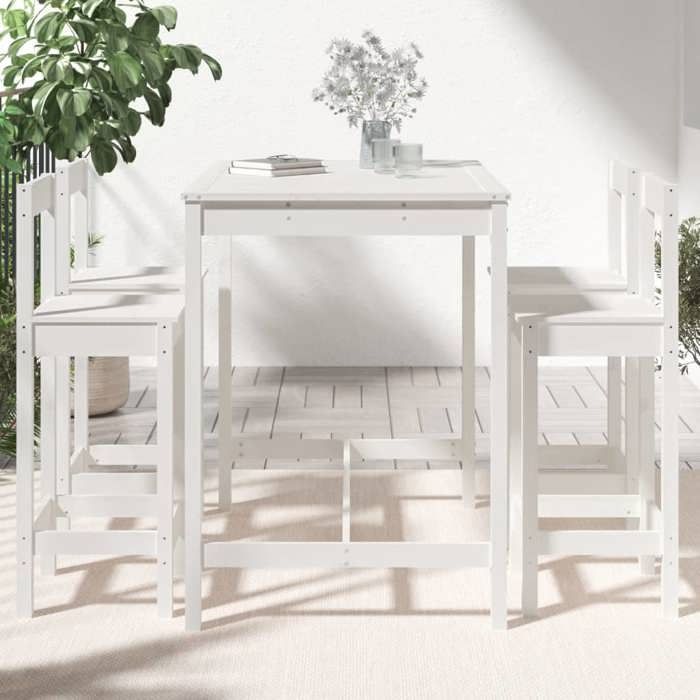 VidaXL Garden Bar Set 5 Pcs White Solid Pine Wood, Bar Set, Furniture Set, Bar Set 3154751