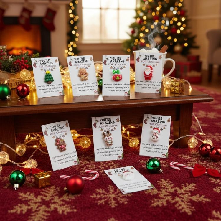 Liten Kramficka Jul Liten Helgstämning Prydnad Tomte Kram Med Värmande Kort För Festgåvor