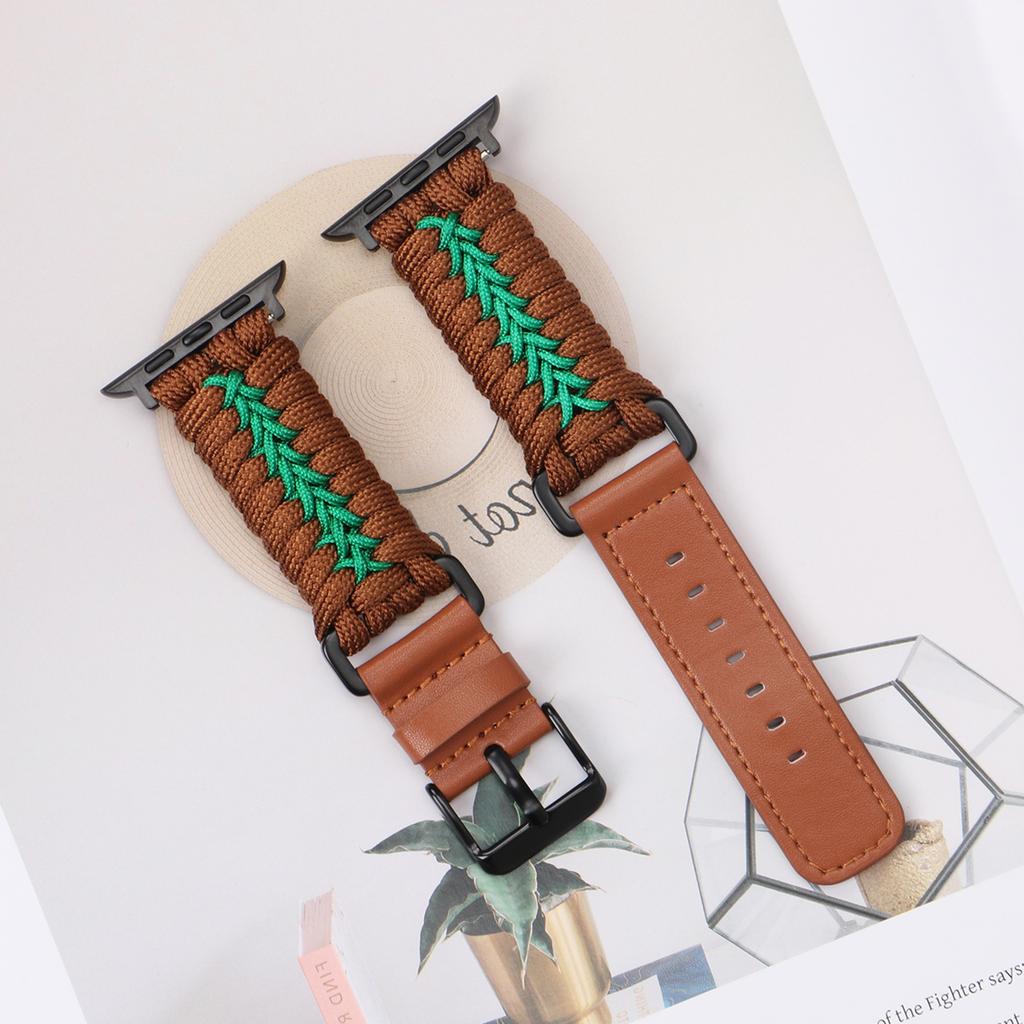 Watch Band for Apple Watch Series 10 9 8 7 SE 6 5 4 3 2 1 42mm 41mm 40mm 38mm Leather  Braided Rope Wrist Strap