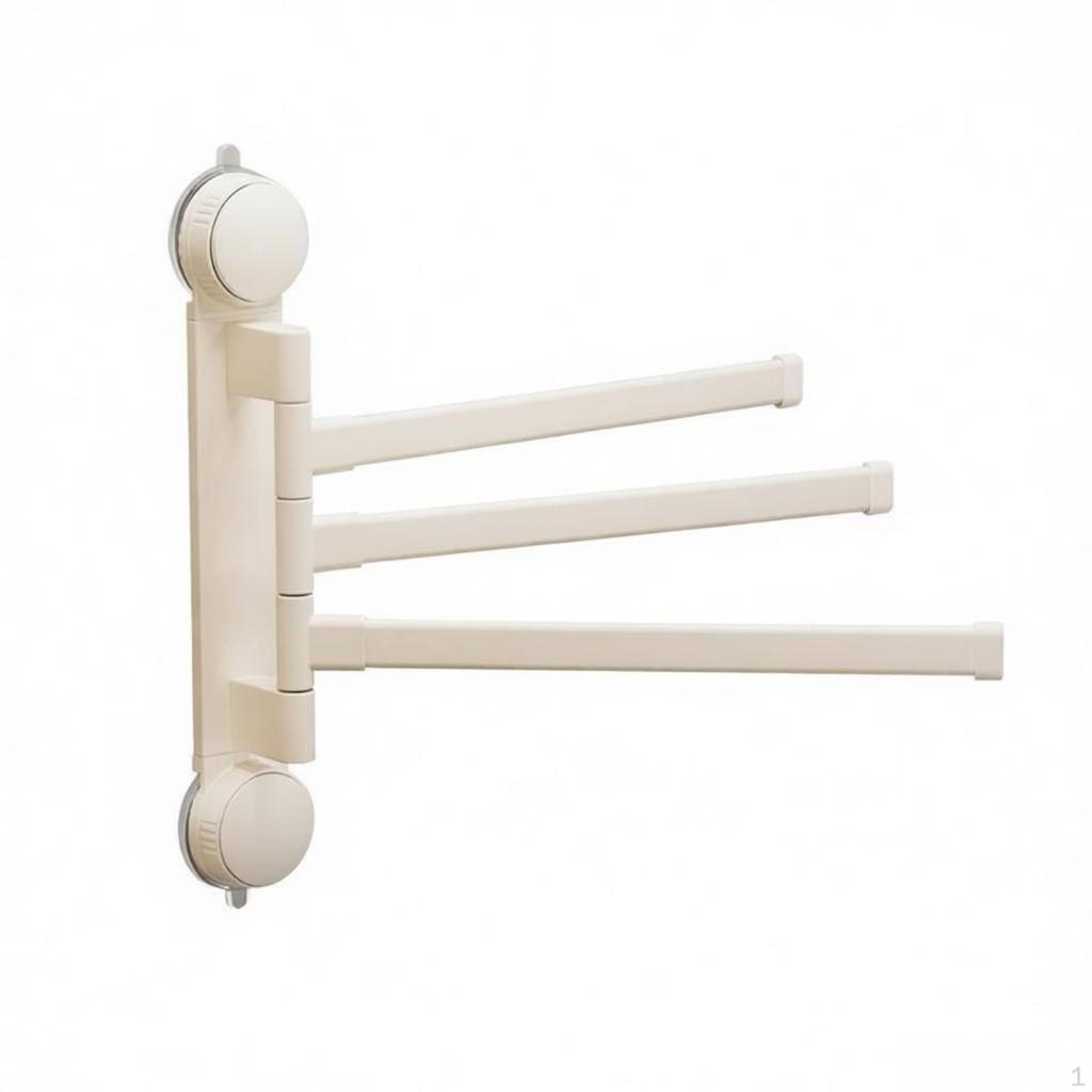 Rotating MultiBar Towel Hanger Drill Installation Swivel Rack 270° Rotation Suction Cup