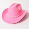 European and American solid color western denim top hat men and women travel ivory pearl rhinestone casual jazz hat