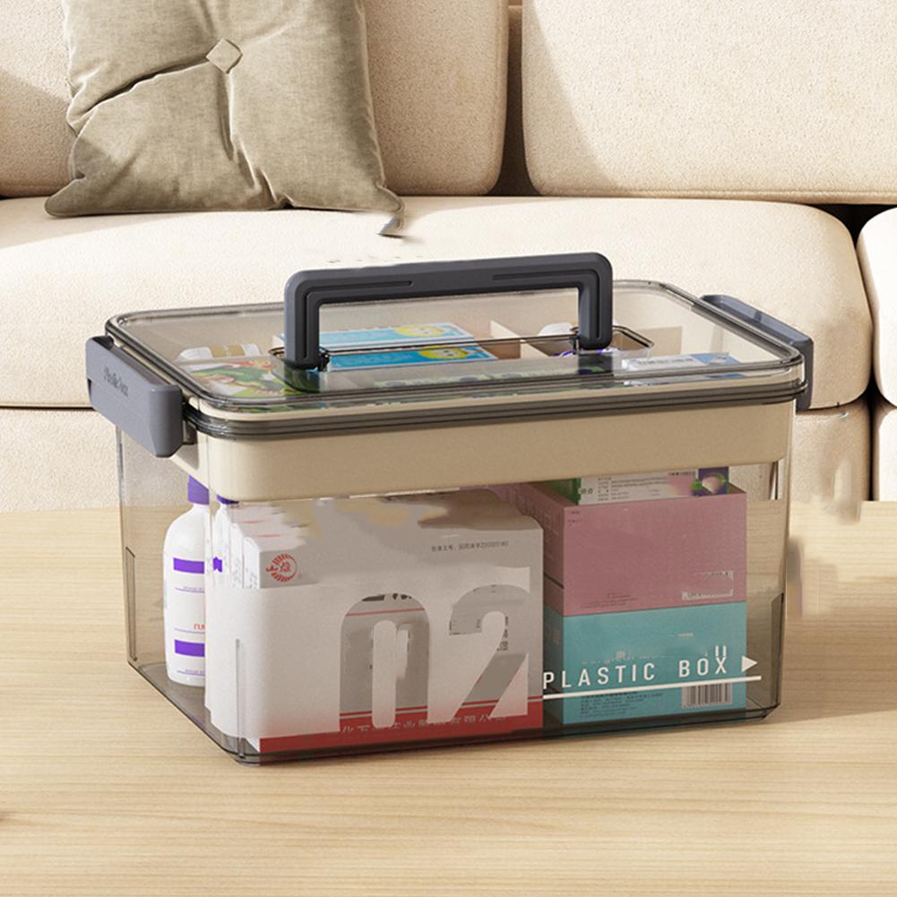 Large Capacity Plastic Pill Organizer with Easy-Grip Handle Multi-Layer Multi-functional  Cabinet Household  Box
