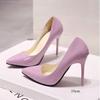 Nuove scarpe con tacco alto da donna in tinta unita, scarpe da sposa con tacco sottile e punta a punta, in vernice, alla moda femminile, taglia 44
