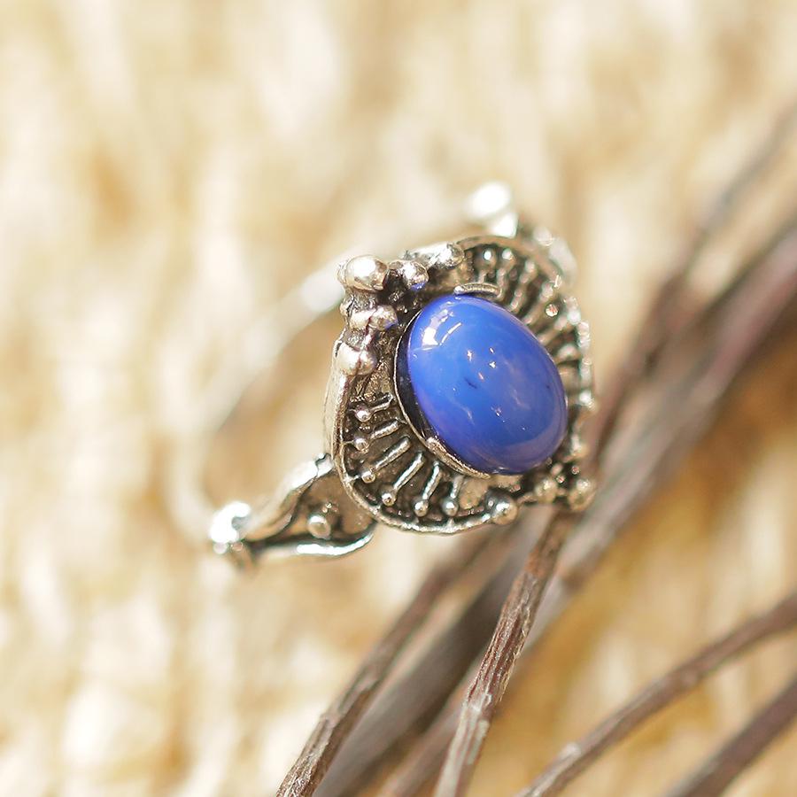 European & American Style Retro Gemstone Ring Set - 4 Piece Women's Collection
