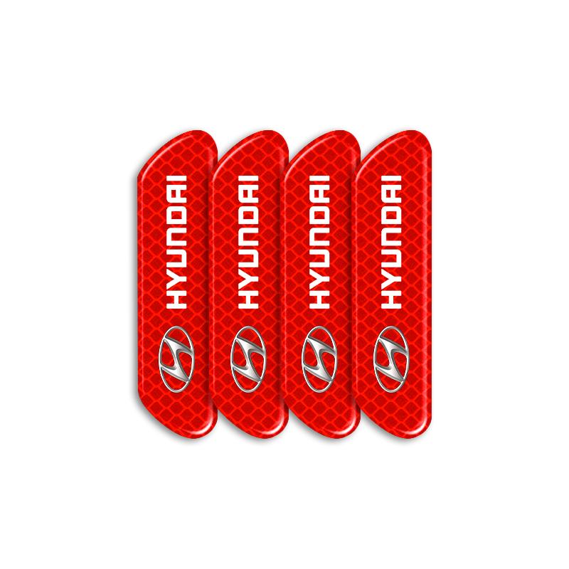 4pcs Car Door Sticker Reflective Safety Warning Mark Decoration Decals For Hyundai NLINE I30 I20 I10 Venue Tucson Ioniq IX35 I40