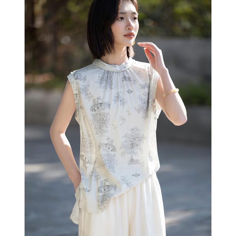 Demana Ruomeng Jiangnan New Chinese Style Sleeveless Printed Blouse
